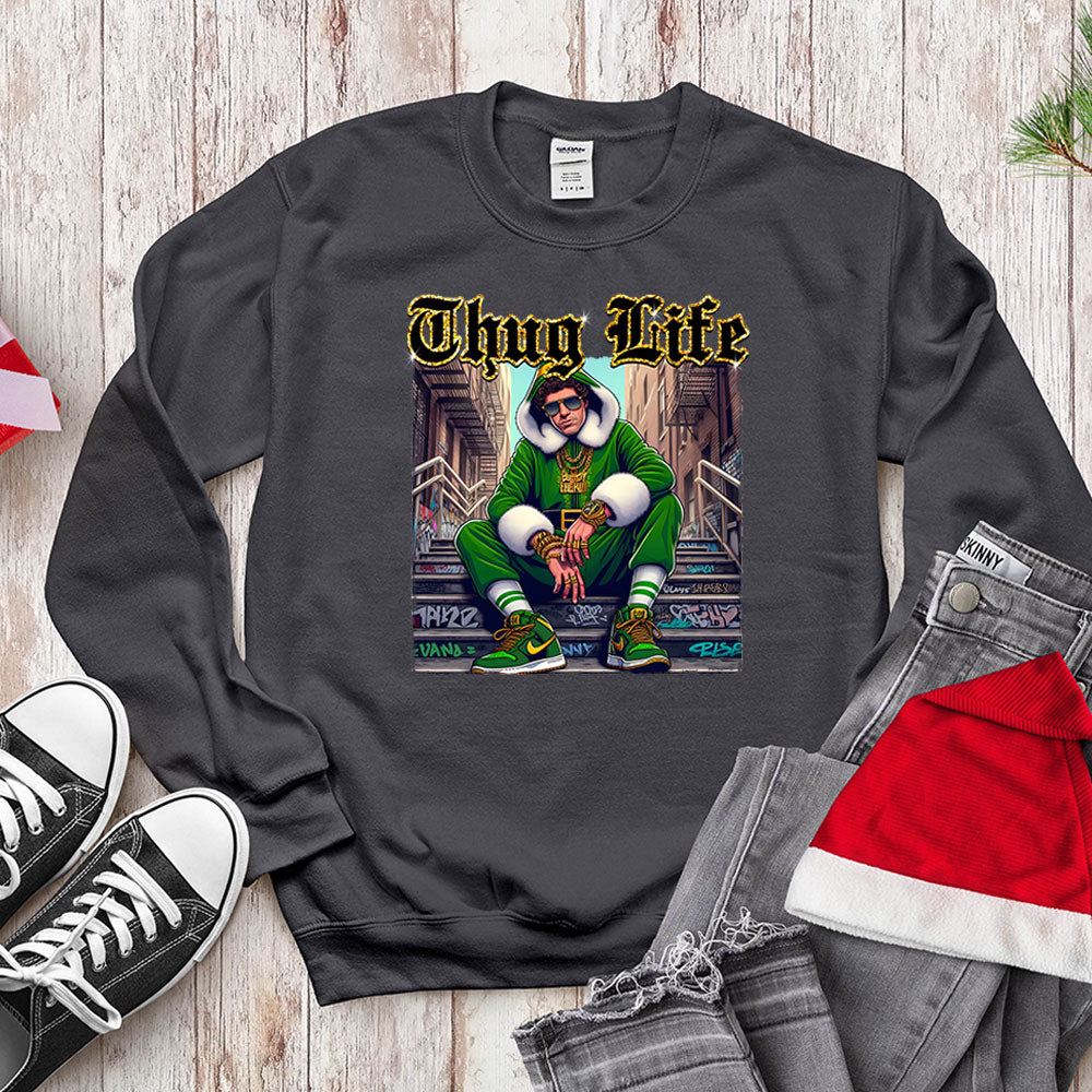 Thug Life Christmas Elf T-Shirt - Gangster Holiday