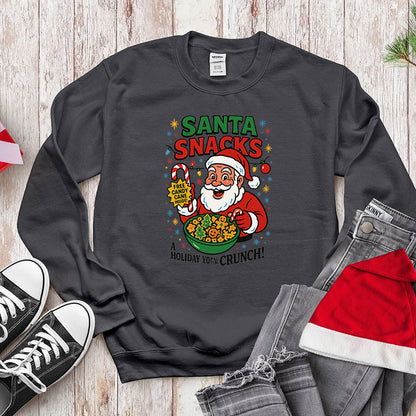 Santa Snacks Funny Christmas Cereal Parody Shirt - Jolly Crunch