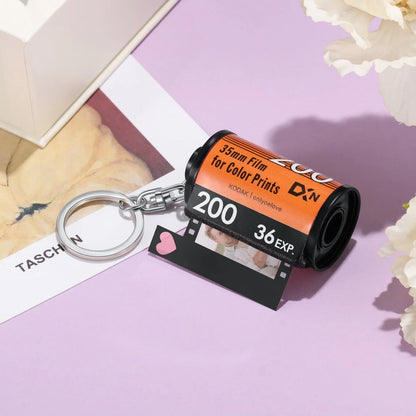 10PCS Photos Film Roll Keychain: DIY Custom Keyrings for Memorable Couple's Moments