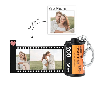 10PCS Photos Film Roll Keychain: DIY Custom Keyrings for Memorable Couple's Moments