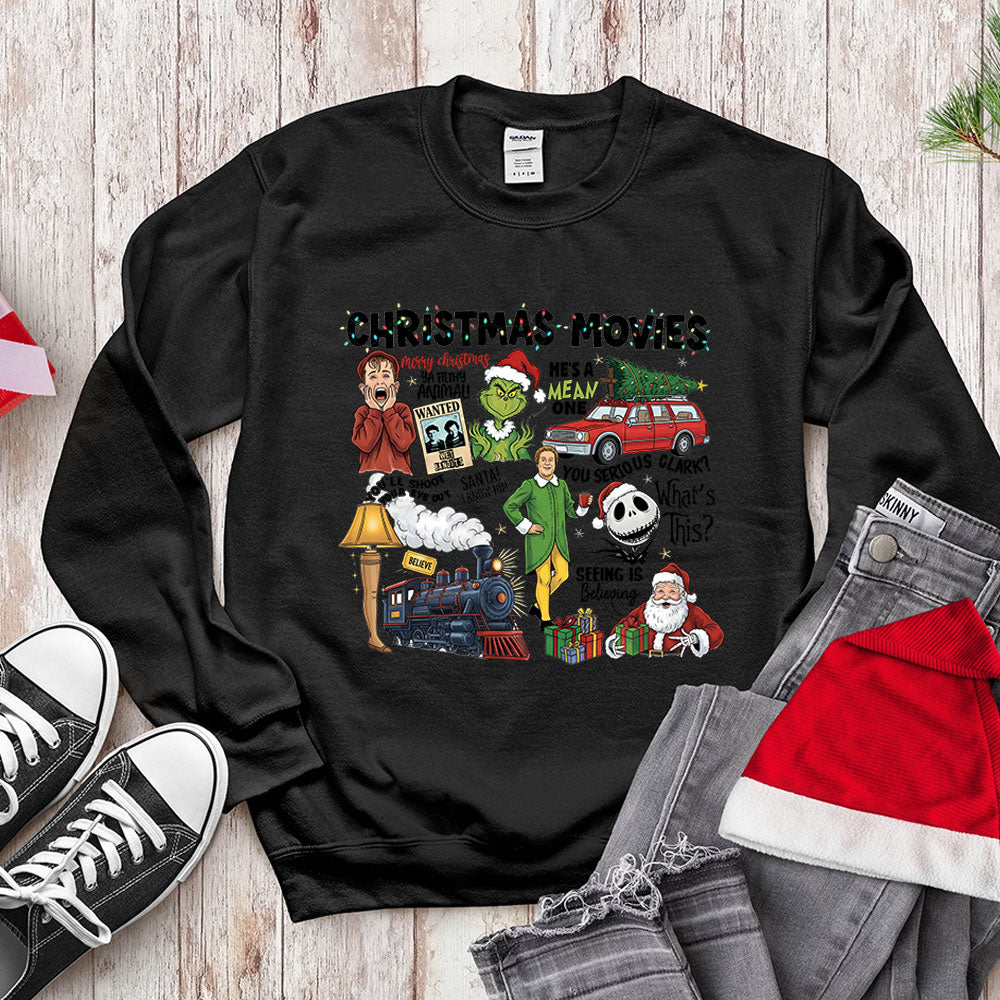Retro Holiday Movie Fan T-Shirt - Christmas Film Quotes Mashup Apparel