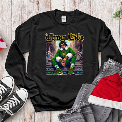 Thug Life Christmas Elf T-Shirt - Gangster Holiday
