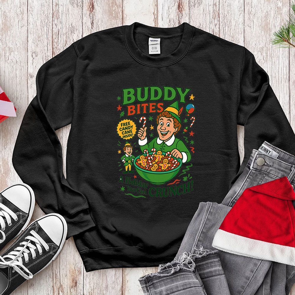 Buddy The Elf Funny Christmas Sweatshirt - Buddy Bites Holiday