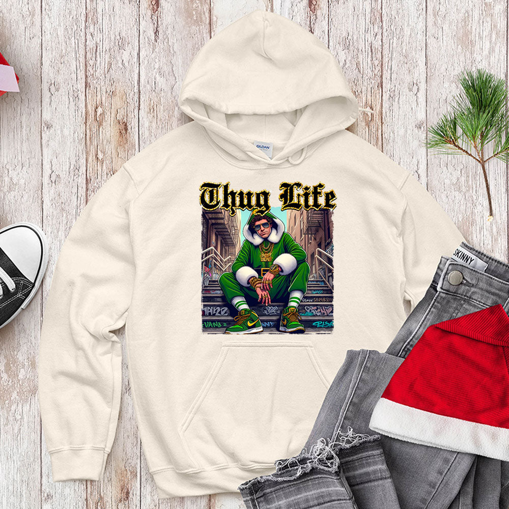 Thug Life Christmas Elf T-Shirt - Gangster Holiday