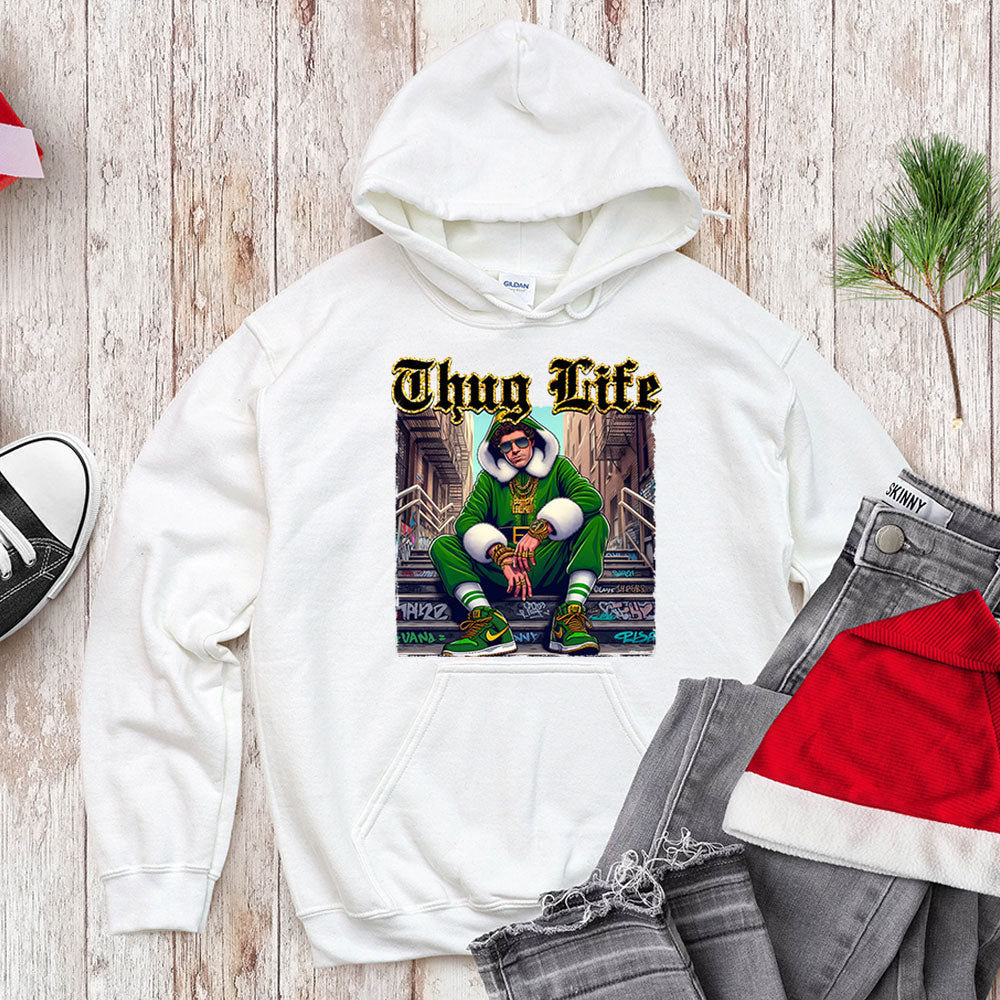 Thug Life Christmas Elf T-Shirt - Gangster Holiday