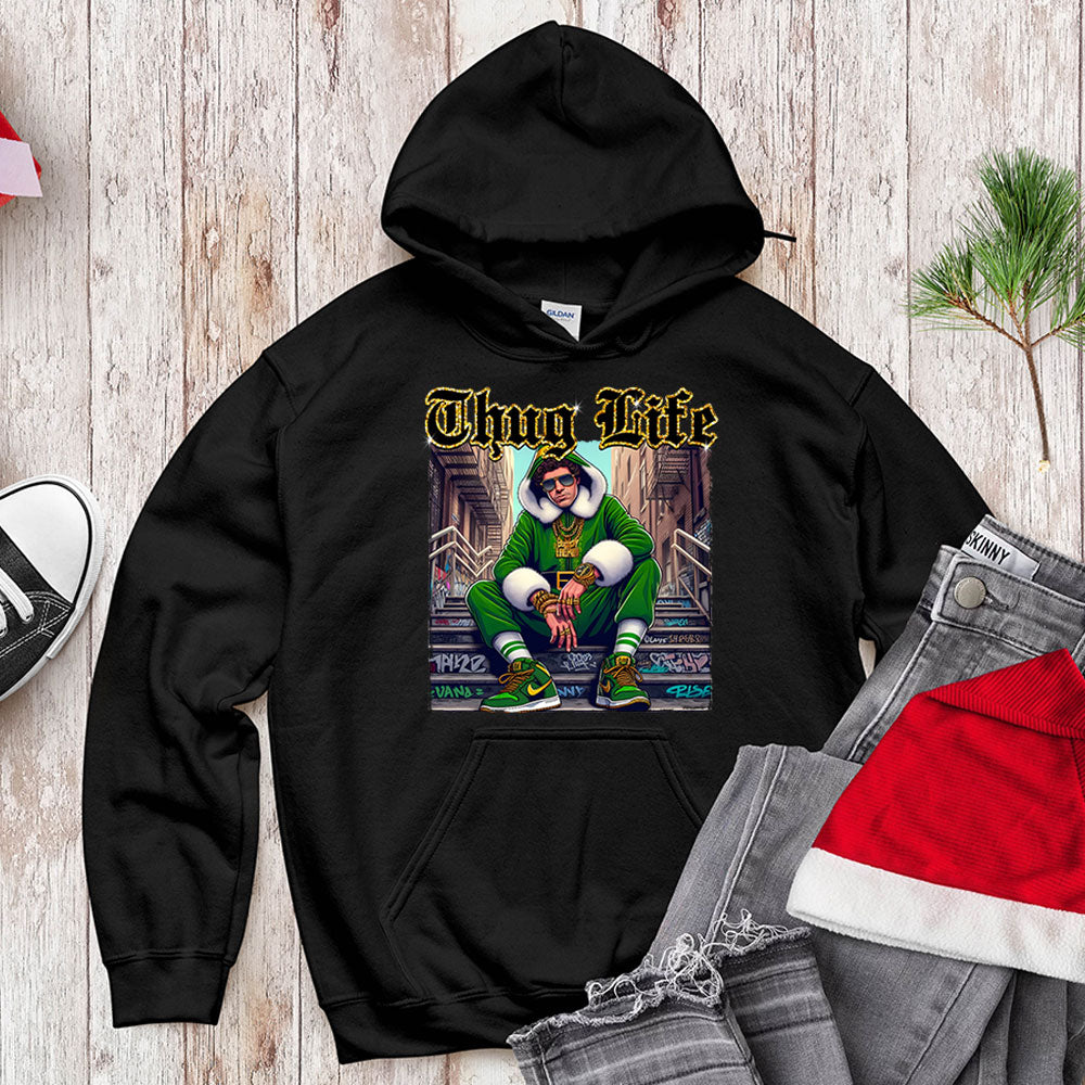 Thug Life Christmas Elf T-Shirt - Gangster Holiday