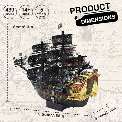 The Queen Anne's Revenge Pirate Ship 3D Metal Puzzle