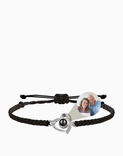 Custom Photo Projection Skew Heart Braided Bracelet