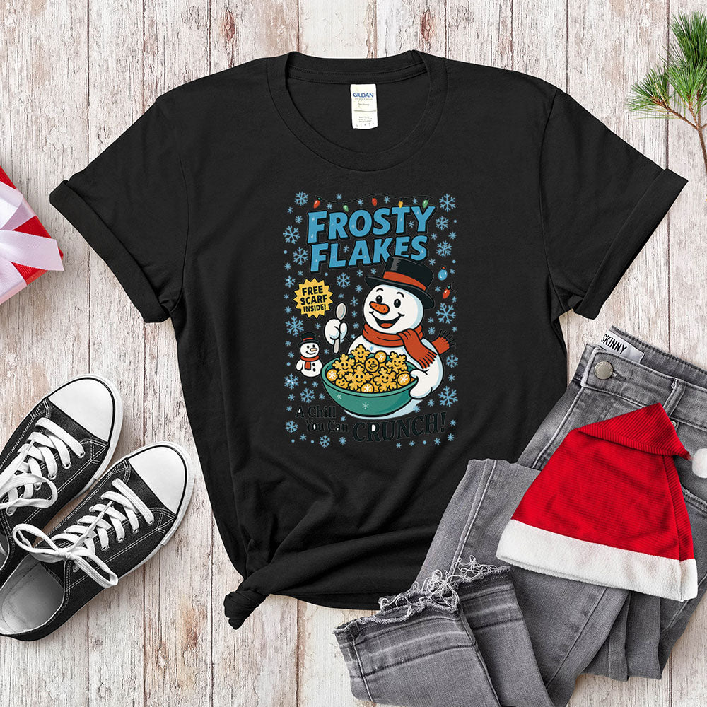Funny Snowman Cereal Parody Shirt - Frosty Flakes Holiday T-Shirt & Hoodie