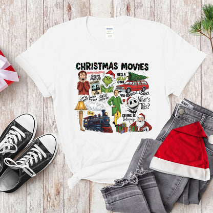 Retro Holiday Movie Fan T-Shirt - Christmas Film Quotes Mashup Apparel