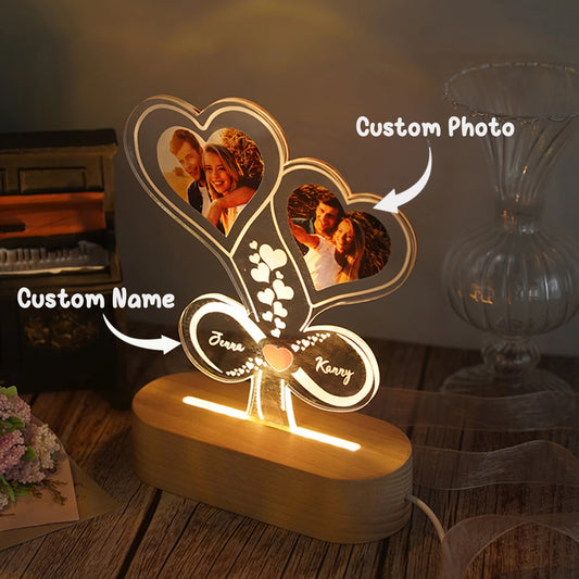 Personalized Night Light Custom Photos Lamp Text -Wedding Anniversary Birthday - Mother's Father's Day Gift