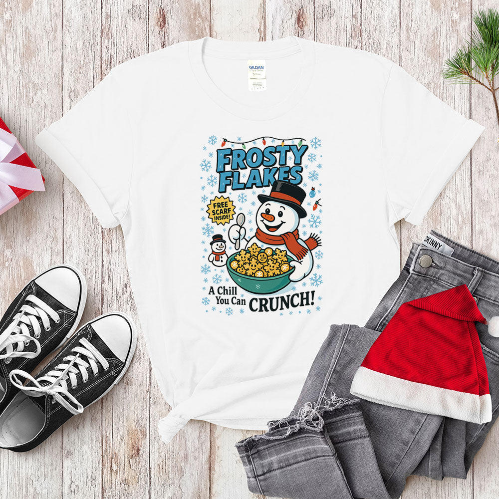 Funny Snowman Cereal Parody Shirt - Frosty Flakes Holiday T-Shirt & Hoodie