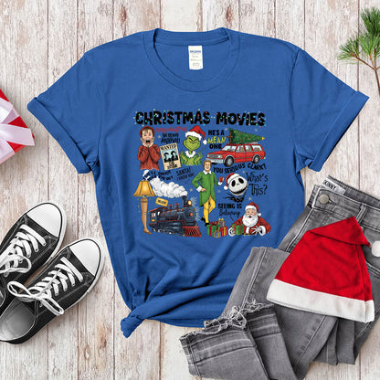 Retro Holiday Movie Fan T-Shirt - Christmas Film Quotes Mashup Apparel