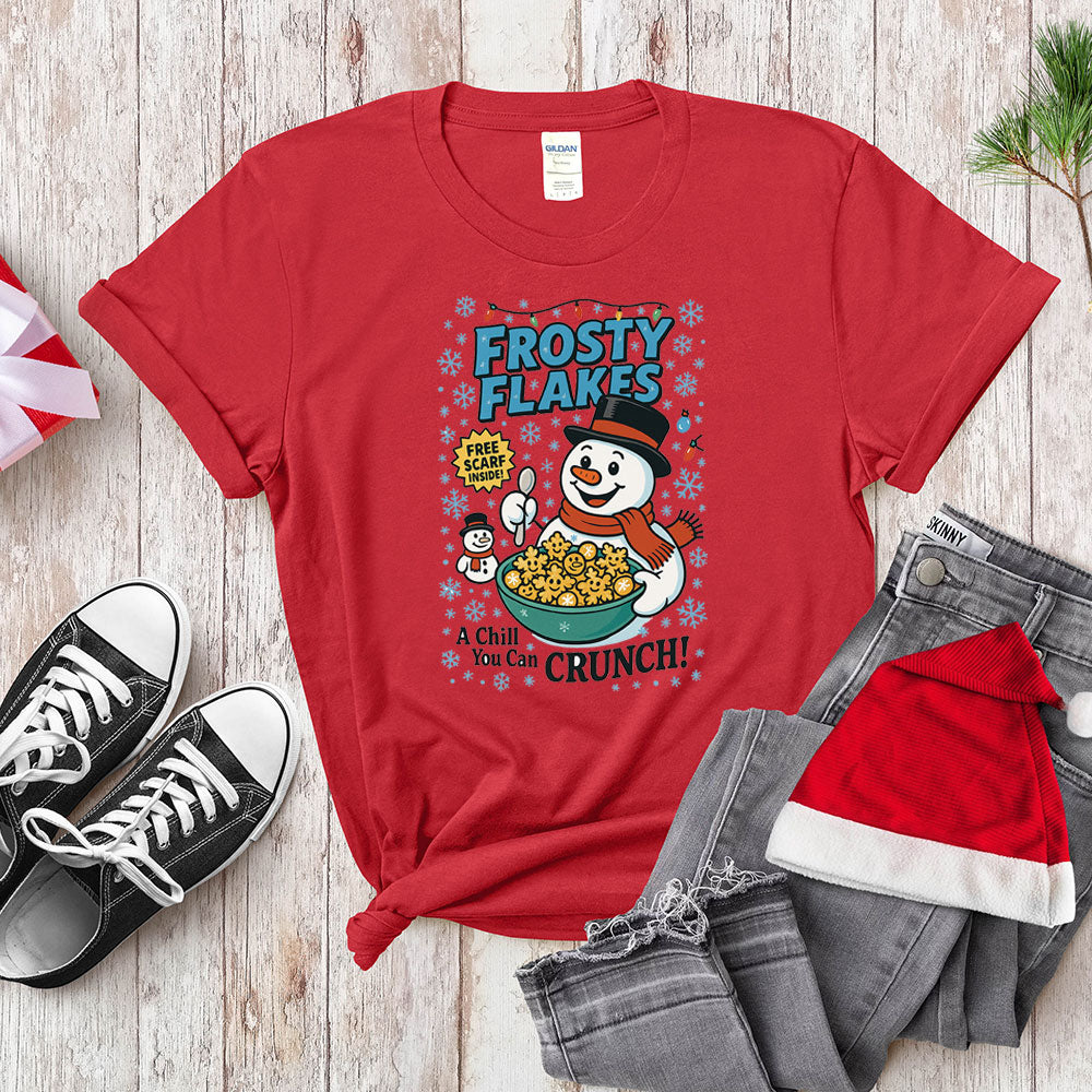 Funny Snowman Cereal Parody Shirt - Frosty Flakes Holiday T-Shirt & Hoodie
