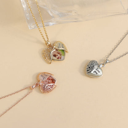 Personalized Full Color Photo Necklace - Heart Lockets in Gold/Silver