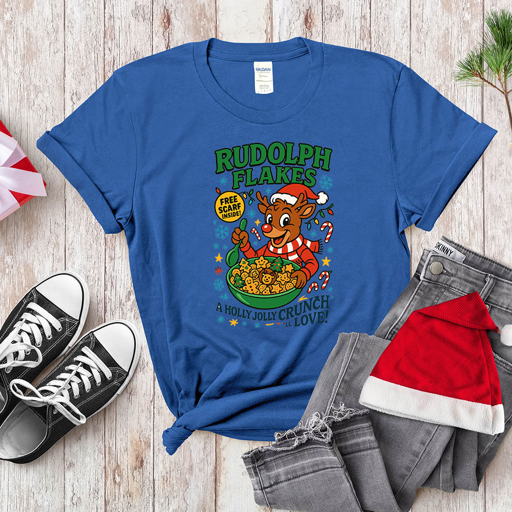 Red-Nosed Reindeer Cereal Parody Shirt - Holly Jolly Crunch