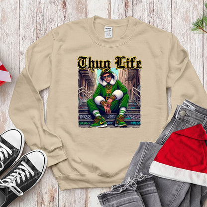 Thug Life Christmas Elf T-Shirt - Gangster Holiday