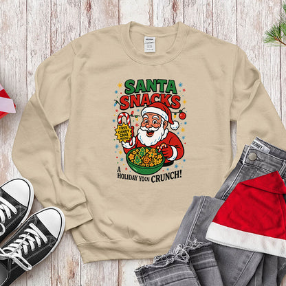 Santa Snacks Funny Christmas Cereal Parody Shirt - Jolly Crunch