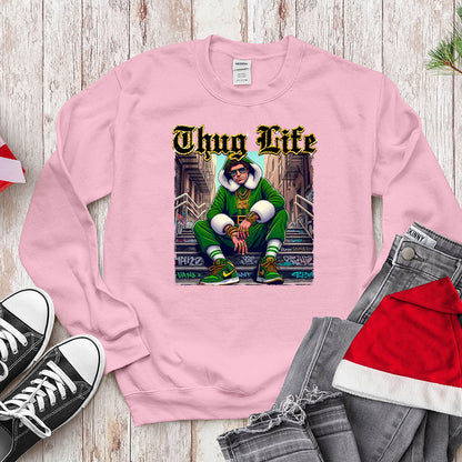 Thug Life Christmas Elf T-Shirt - Gangster Holiday