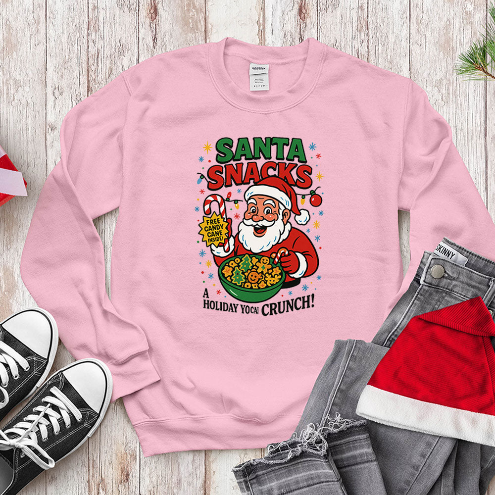Santa Snacks Funny Christmas Cereal Parody Shirt - Jolly Crunch