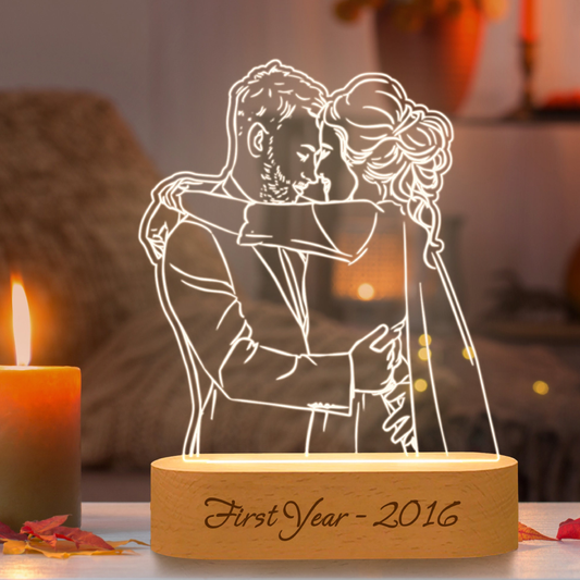 Customized 3D Photo Lamp - Personalized Wedding Anniversary Gift, Valentine's Day Light, Engraved Image and Text, Perfect Couple Gift