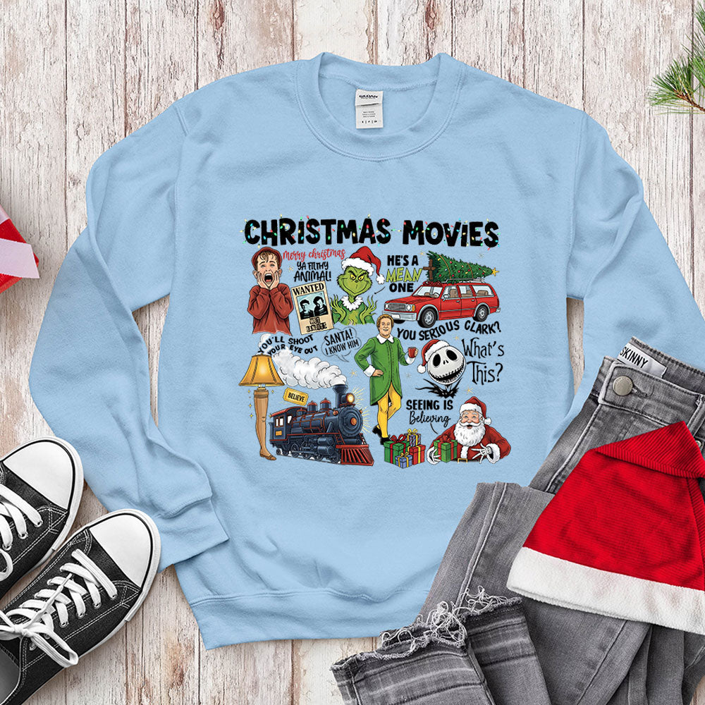 Retro Holiday Movie Fan T-Shirt - Christmas Film Quotes Mashup Apparel