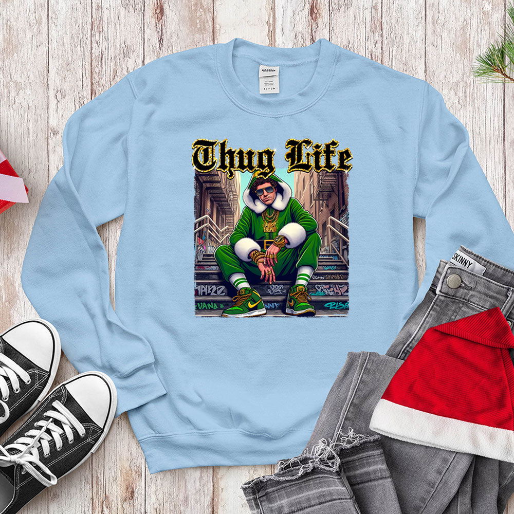 Thug Life Christmas Elf T-Shirt - Gangster Holiday