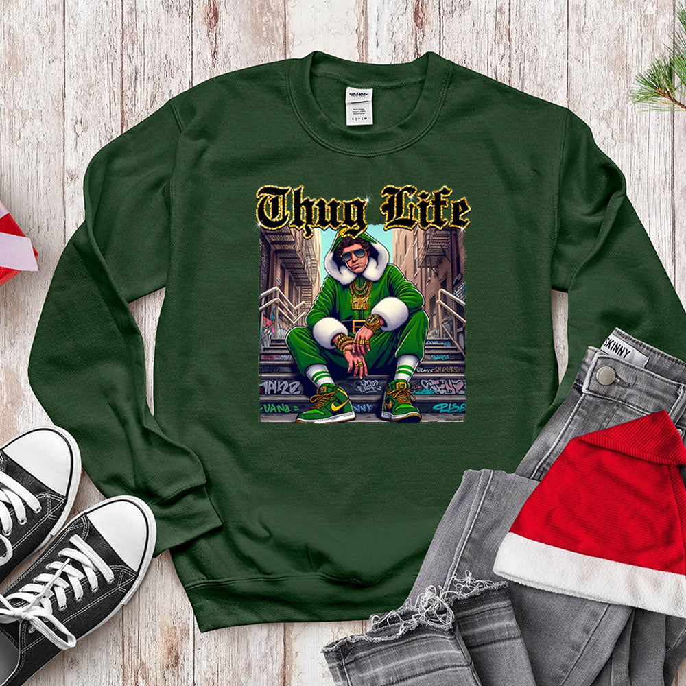 Thug Life Christmas Elf T-Shirt - Gangster Holiday