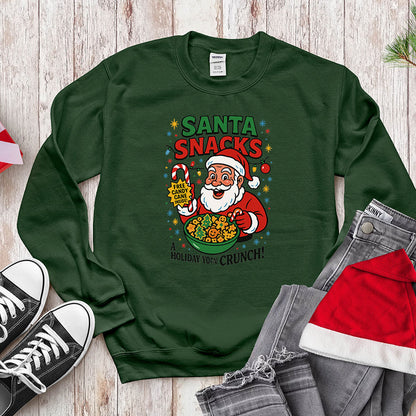 Santa Snacks Funny Christmas Cereal Parody Shirt - Jolly Crunch