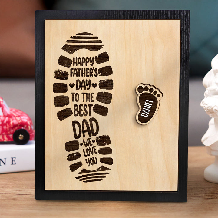 PERSONALIZED FOOTPRINTS WOODEN FRAME CUSTOM FAMILY MEMBER NAMES