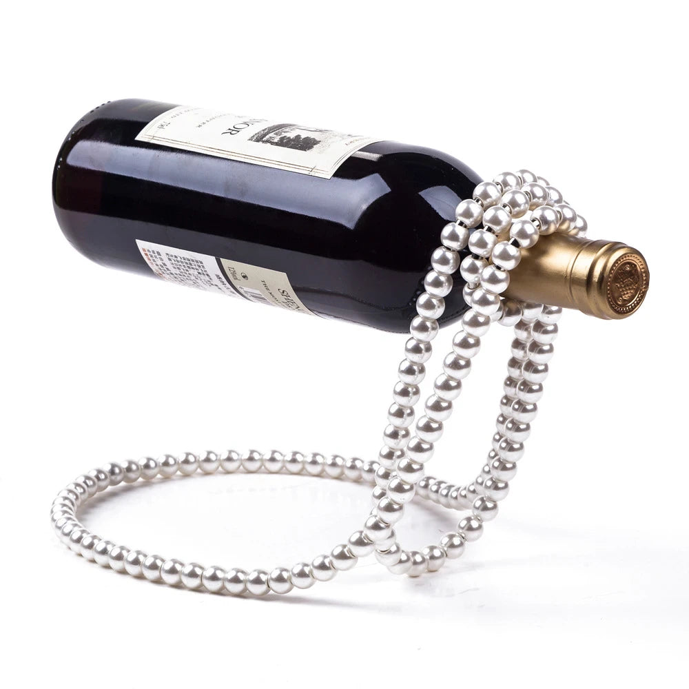 Elevate your home decor with Creative Pearl Necklace Wine Rack