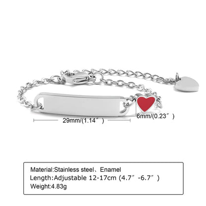 Custom Name Baby ID Bracelet - Cherish Every Moment with Stainless Steel Heart Bracelet