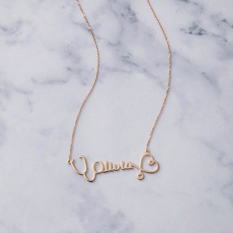 Personalized  Stethoscope Name Necklace 🩺