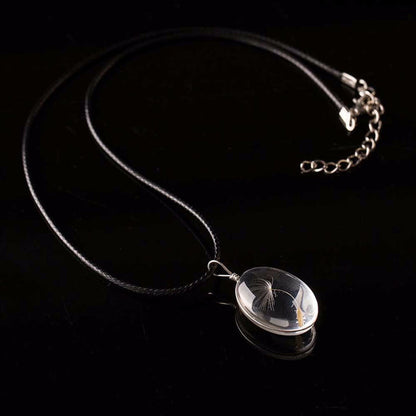 Women Necklace Natural Flower Glass Ball Pendant Dandelion Charm Trendy Crystal