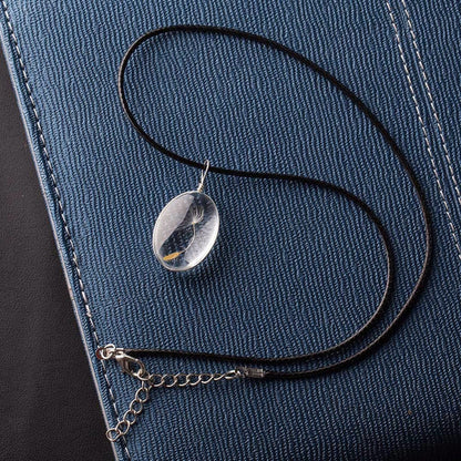 Women Necklace Natural Flower Glass Ball Pendant Dandelion Charm Trendy Crystal