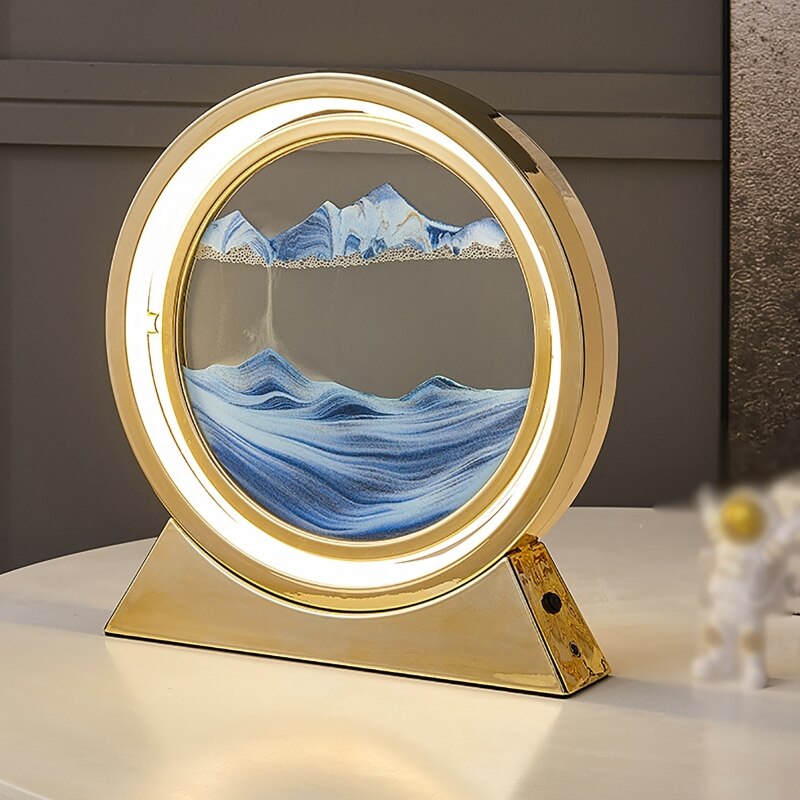 3D Hourglass LED Lamp Quicksand Moving Rotating Art