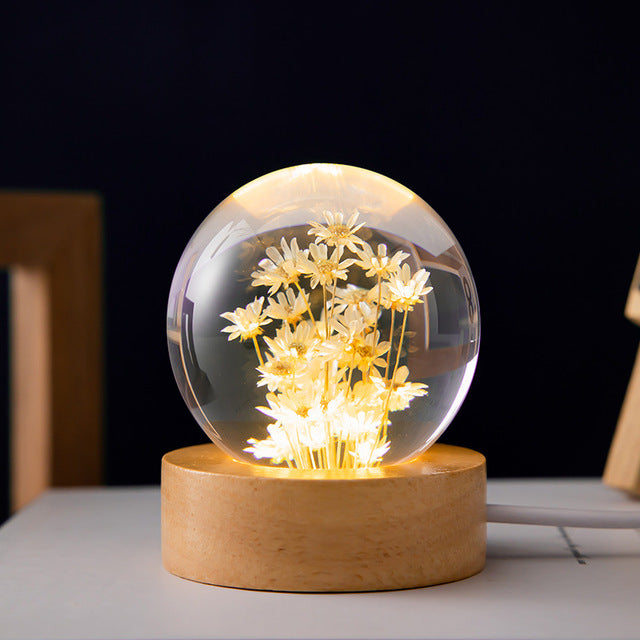 Luminous 3D Dandelion Crystal Ball Night Light