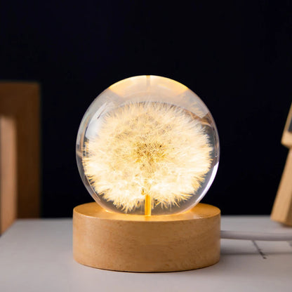 Luminous 3D Dandelion Crystal Ball Night Light