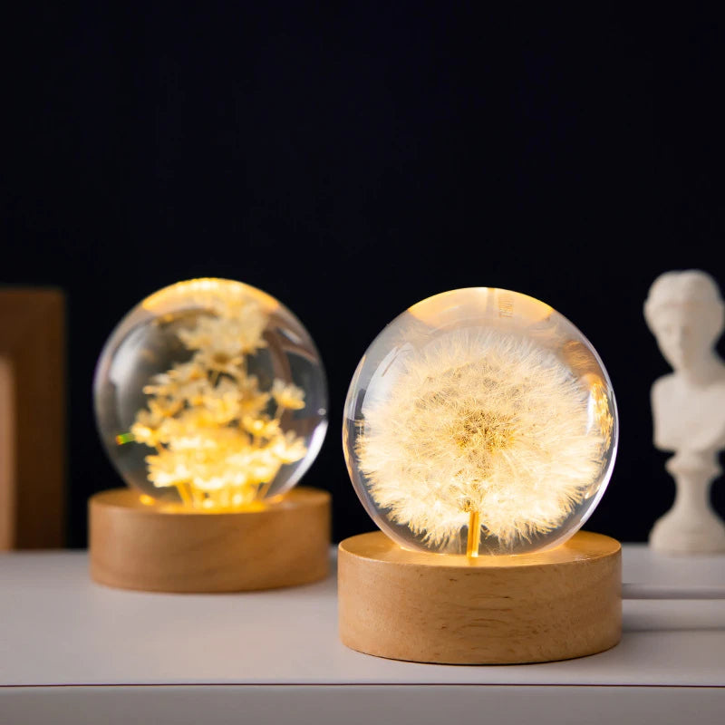 Luminous 3D Dandelion Crystal Ball Night Light