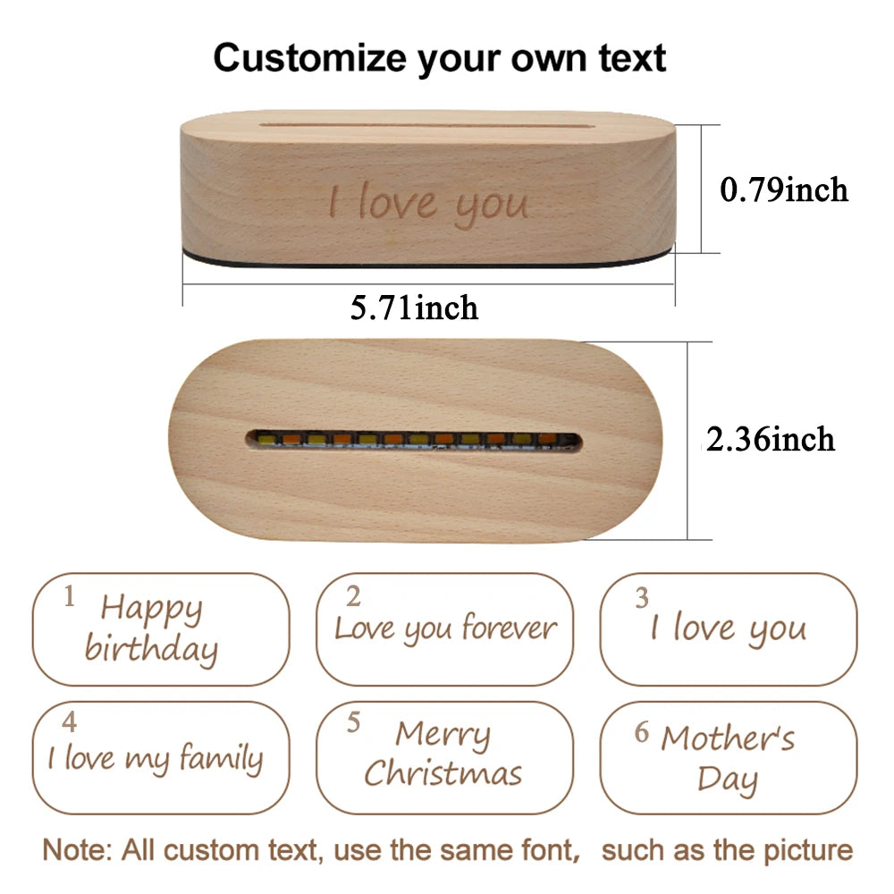 Personalized 3D LED Lamp Custom Photo Night Light Heart