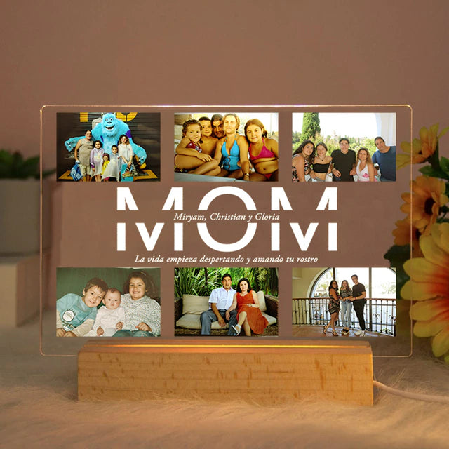 Personalized Custom Photo Text 3D Acrylic Lamp - Customized Night Light for MOM DAD LOVE Father Day