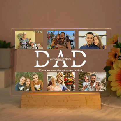 Personalized Custom Photo Text 3D Acrylic Lamp - Customized Night Light for MOM DAD LOVE Father Day