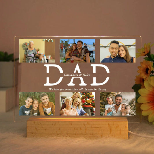 Personalized Custom Photo Text 3D Acrylic Lamp - Customized Night Light for MOM DAD LOVE Father Day