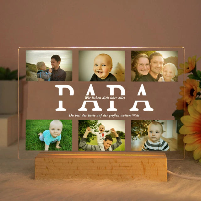 Personalized Custom Photo Text 3D Acrylic Lamp - Customized Night Light for MOM DAD LOVE Father Day