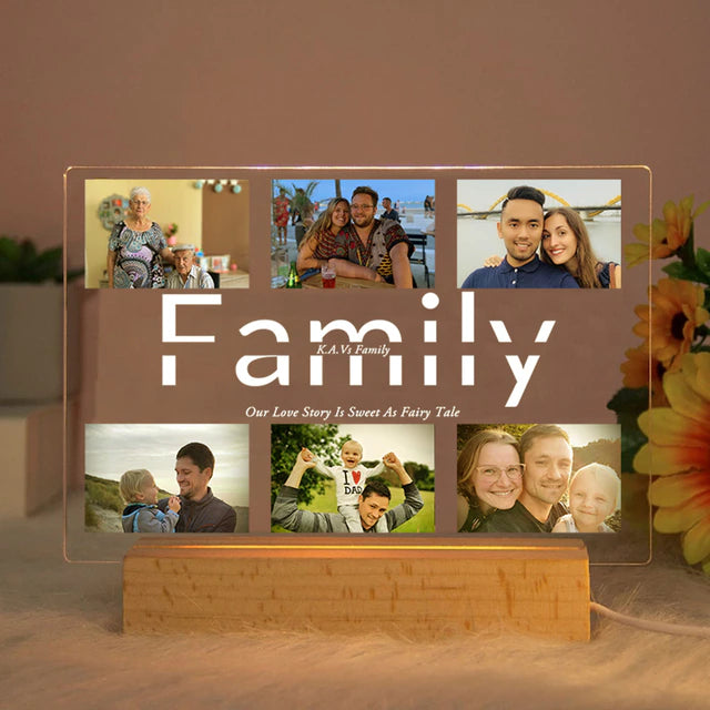 Personalized Custom Photo Text 3D Acrylic Lamp - Customized Night Light for MOM DAD LOVE Father Day