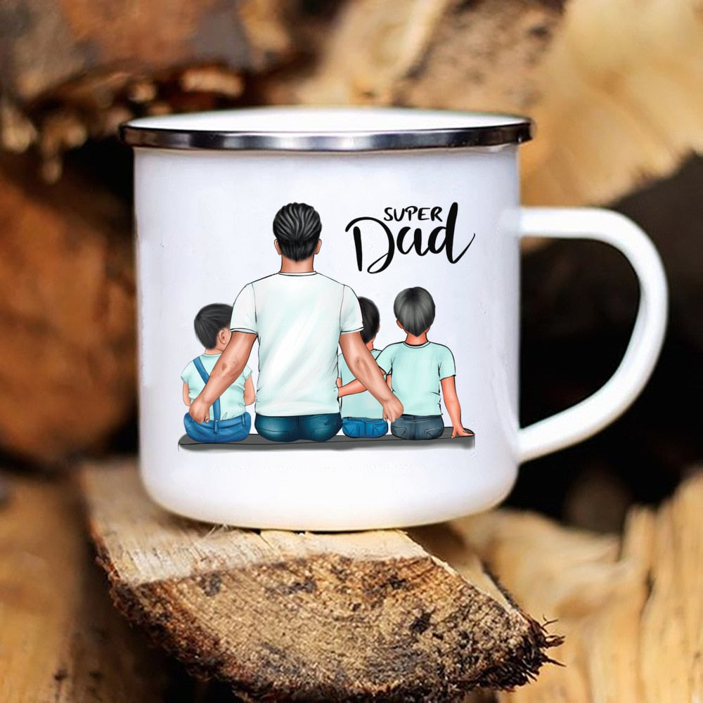 Creative Enamel Mug for Super Dad, Perfect Father's Day Gift