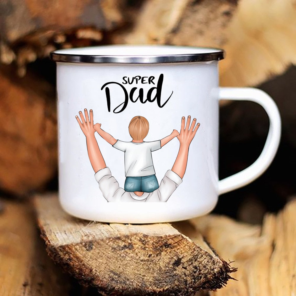 Creative Enamel Mug for Super Dad, Perfect Father's Day Gift