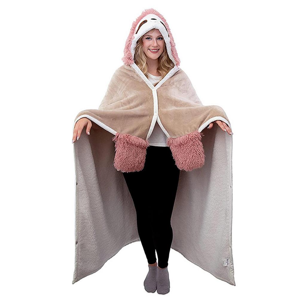 Super Soft Sloth Themed Blanket Throw Cloak - Wearable Hooded Blanket With Gloves