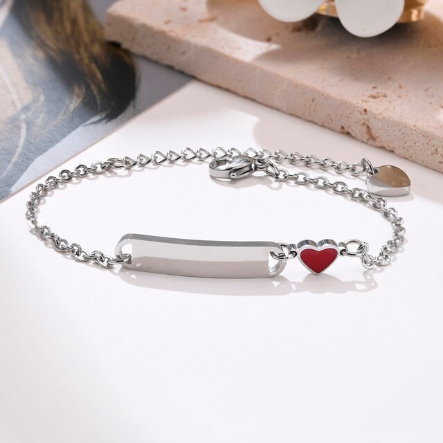 Custom Name Baby ID Bracelet - Cherish Every Moment with Stainless Steel Heart Bracelet