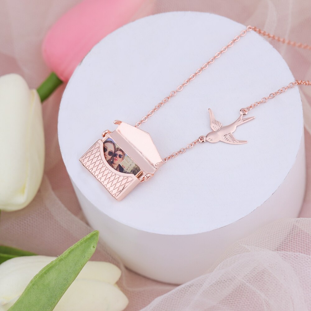 Envelope Pendant Necklace Custom your message or Photo Mail Pendant Necklace Jewelry Gift gift box packing
